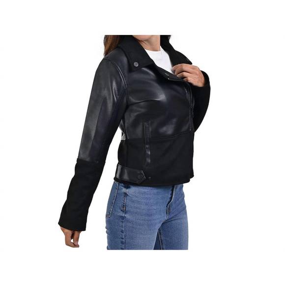 NEW LEE synthetic leather biker jacket in black - Picture 3 of 3